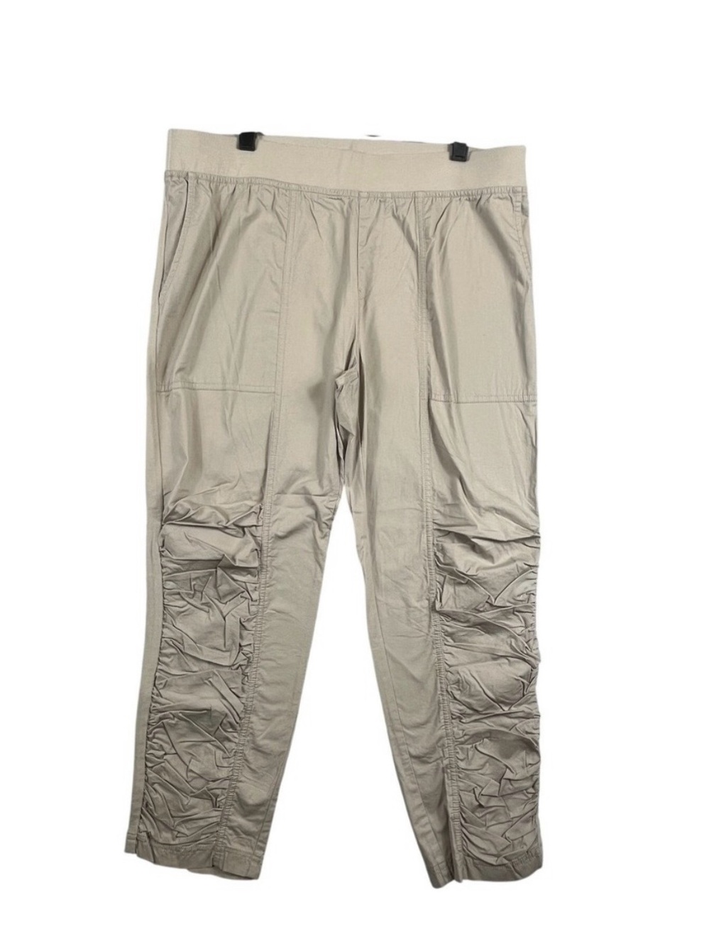 Women's Ankle Ruched Stretch Pants in Light Khaki